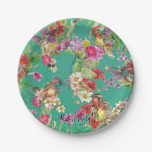 Fiesta de Acuarela de Colibríes Florales Tropicale