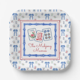 Plato De Papel Fiesta de acuarela Mahjong Tiles & Bows