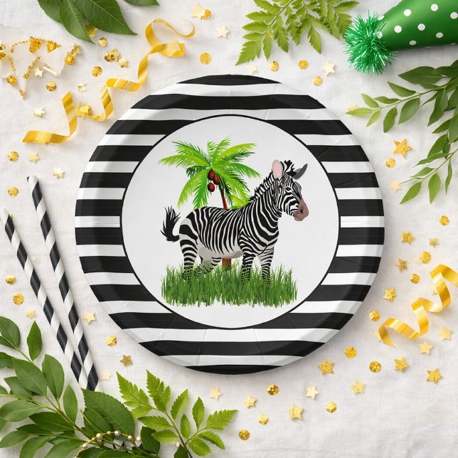 Plato De Papel Fiesta de animales Safari Cebra  (Subido por el creador)