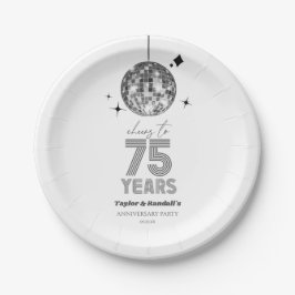 Plato De Papel Fiesta de Aniversario Boda de Disco Cheers de 75 a