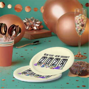 Plato De Papel Fiesta de Año Nuevo 2027 Odómetro