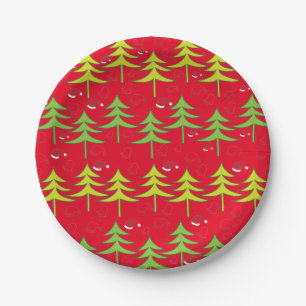 Plato De Papel Fiesta de árbol de Navidad