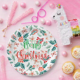 Plato De Papel Fiesta de árbol de Navidad moderno rojo y verde