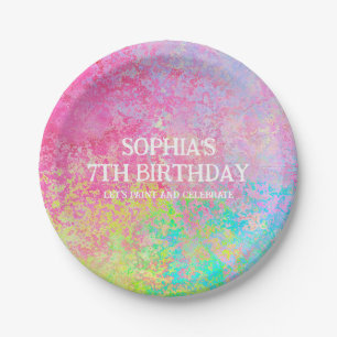 Plato De Papel Fiesta de arte pinta salpicar niños arcoiris