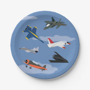 Plato De Papel Fiesta de aviones y jets para niños