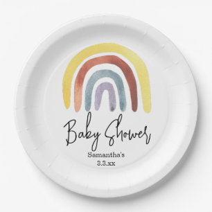 Plato De Papel Fiesta de baby shower arcoíris boho