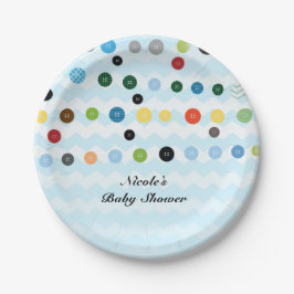 Plato De Papel Fiesta de Baby Shower Azul Mono Lindo