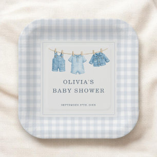 Plato De Papel Fiesta de Baby Shower Blue Jean Baby