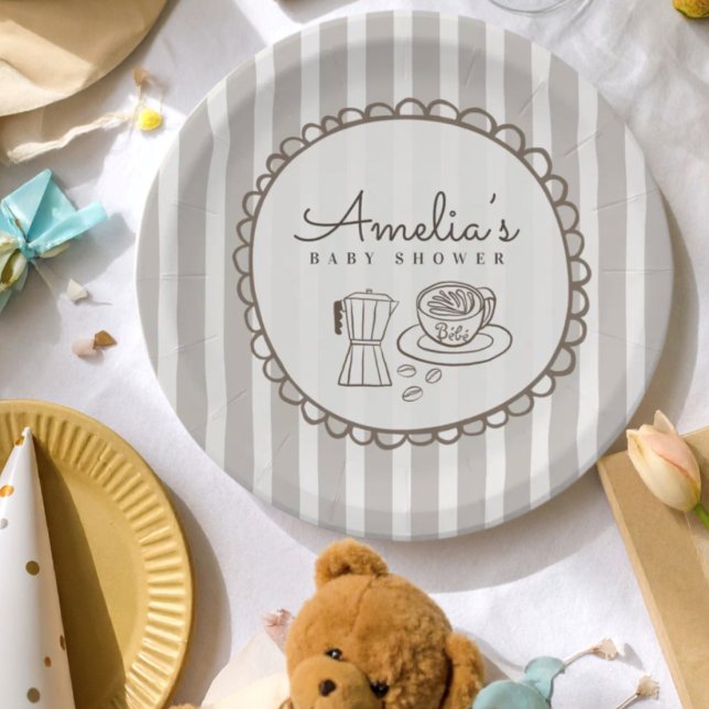 Plato De Papel Fiesta de Baby Shower Café Bebe a Rayas (Subido por el creador)