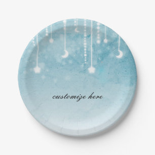 Plato De Papel Fiesta de Baby Shower Celestial Moon & Stars