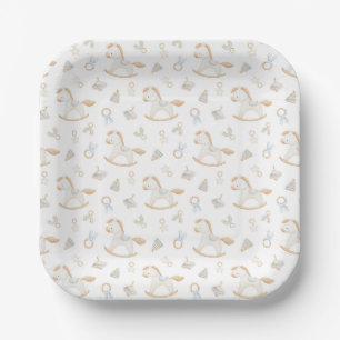 Plato De Papel Fiesta de Baby Shower con Caballo de Juguete Grand