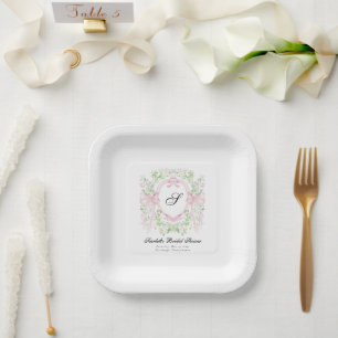 Plato De Papel Fiesta de Baby Shower con Cresta Botánica Grandmel
