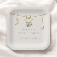 Fiesta de Baby Shower con Ropa Tendida y Palos de