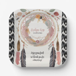 Plato De Papel Fiesta de Baby Shower Cute Boho Dreamcatcher