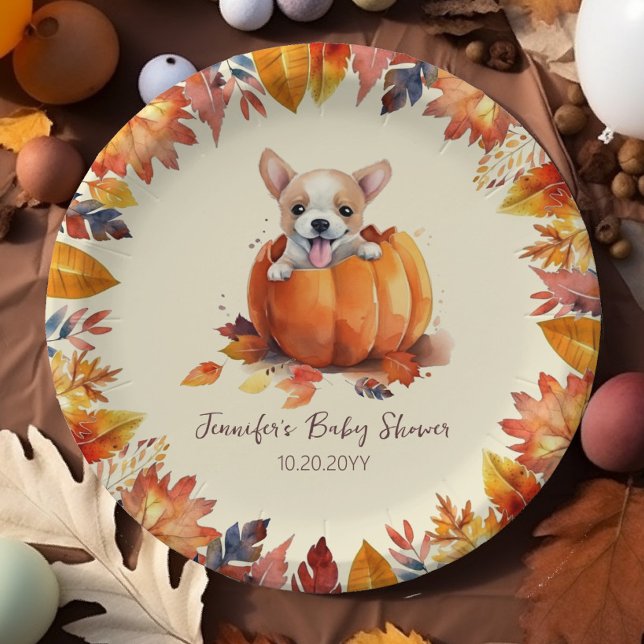 Plato De Papel Fiesta de Baby Shower de calabaza suave (Cute Little Pumpkin Fall Baby Shower Party Paper plates)