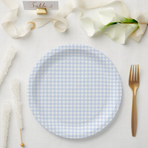Plato De Papel Fiesta de Baby Shower de Cuadro Azul