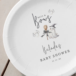 Plato De Papel Fiesta de Baby Shower de Halloween de Murciélagos 