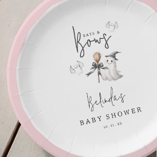 Plato De Papel Fiesta de Baby Shower de Halloween de Murciélagos 
