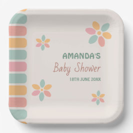 Plato De Papel Fiesta de Baby Shower de las Flores Pastel colorid