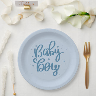 Plato De Papel Fiesta de Baby Shower de Niño Azul