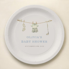 Plato De Papel Fiesta de Baby Shower de Ropa Tendida de Golf