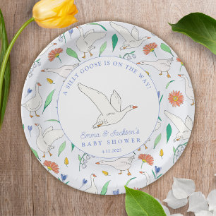 Plato De Papel Fiesta de Baby Shower de Silly Goose