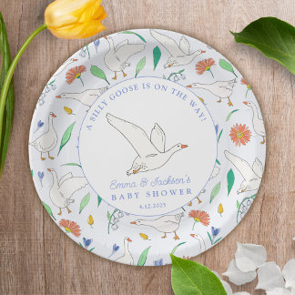 Plato De Papel Fiesta de Baby Shower de Silly Goose