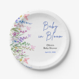 Plato De Papel Fiesta de Baby Shower Floral Spring Baby en Flor