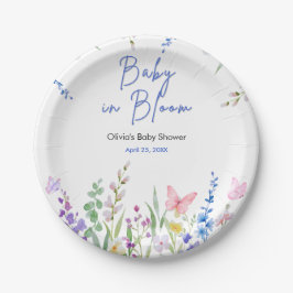Plato De Papel Fiesta de Baby Shower Floral Spring Baby in Bloom 