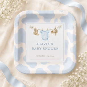 Plato De Papel Fiesta de Baby Shower Little Cowboy
