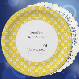 Plato De Papel Fiesta de Baby Shower para Madre Abeja