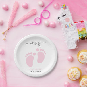 Plato De Papel Fiesta de Baby Shower Pies de Bebé, Baby Shower de