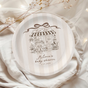 Plato De Papel Fiesta de Baby Shower tema parisino Café Bebe Raya