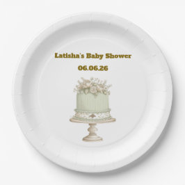 Plato De Papel Fiesta de Baby Shower Vintage Neutral Editable