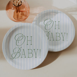 Plato De Papel Fiesta de Baby Shower Vintage Preppy Boy