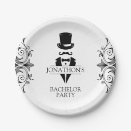 Plato De Papel Fiesta de Bachelor Tuxedo