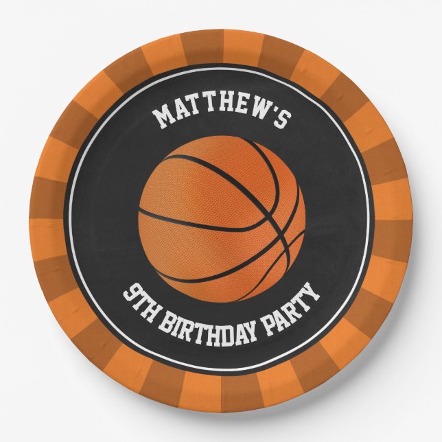 Plato De Papel Fiesta de baloncesto Cake Dinner Placas personaliz (Anverso)