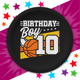 Plato De Papel fiesta de baloncesto de 10 años niño de 10 años