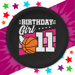 Plato De Papel fiesta de baloncesto de 11 años Chica de cumpleaño