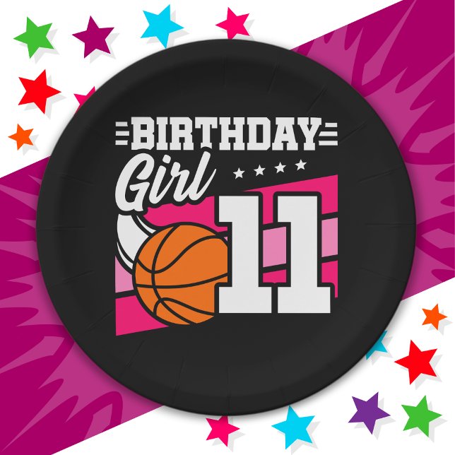 Plato De Papel fiesta de baloncesto de 11 años Chica de cumpleaño (Subido por el creador)