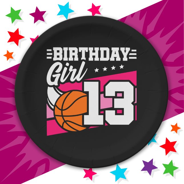 Plato De Papel fiesta de baloncesto de 13 años, Chica de cumpleañ (Subido por el creador)