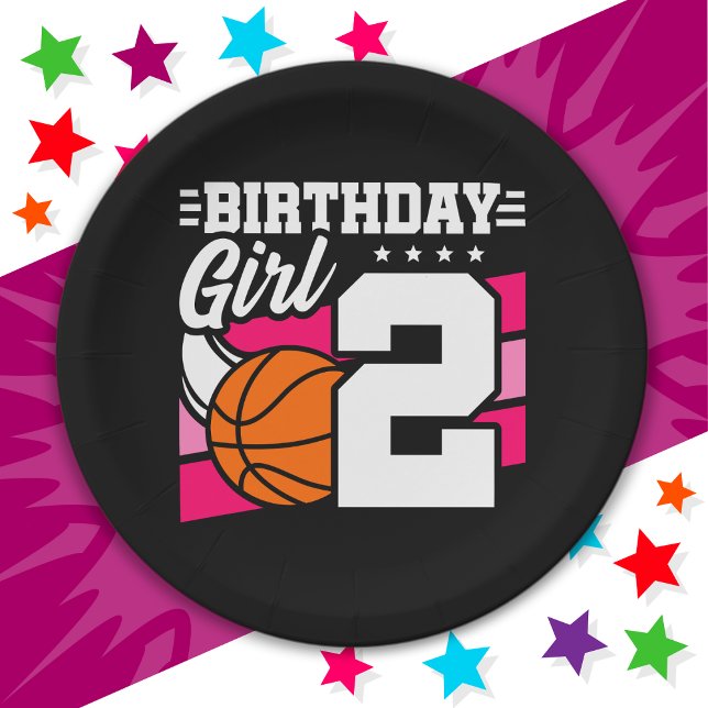Plato De Papel fiesta de baloncesto de 2 años Chica de cumpleaños (Subido por el creador)