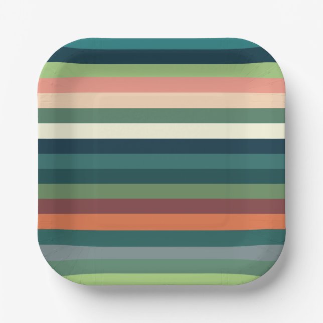 Plato De Papel Fiesta de bandas de color (Anverso)