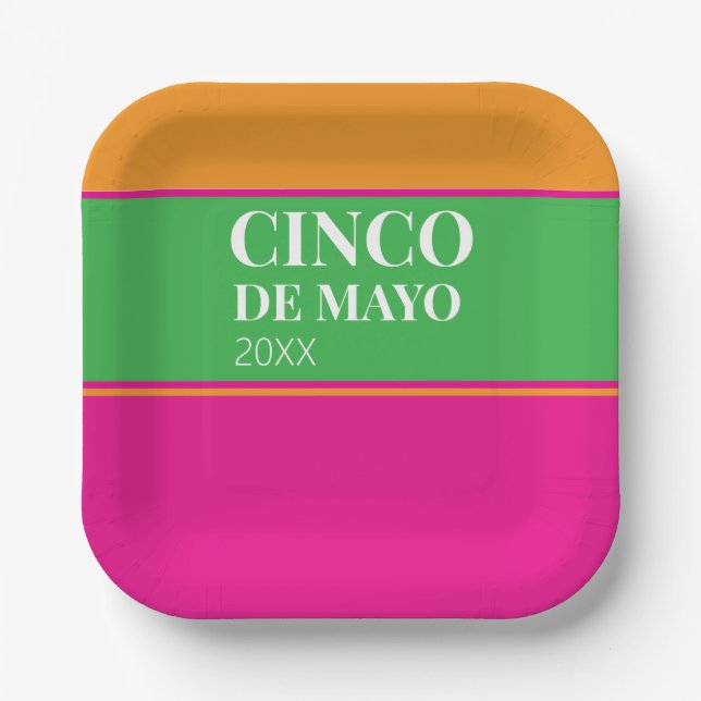 Plato De Papel Fiesta de Barbacoa Cinco De Mayo (Anverso)