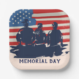 Plato De Papel Fiesta de barbacoa del Día del Recuerdo