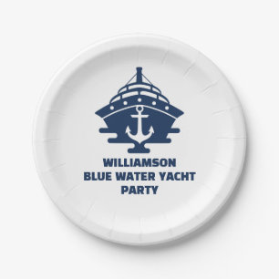 Plato De Papel Fiesta de barco de ancla náutica personalizada
