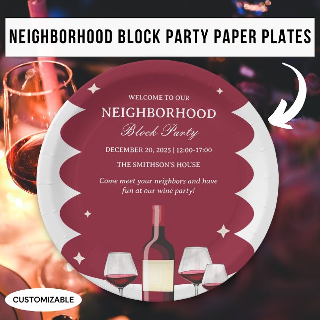 Plato De Papel Fiesta de Barrio con Vino Tinto (Subido por el creador)