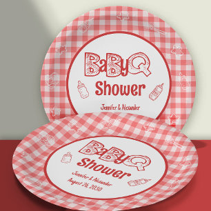 Plato De Papel Fiesta de BBQ Rojo para el Bebe