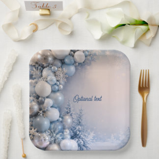 Plato De Papel Fiesta de Bebé con Tema de Invierno