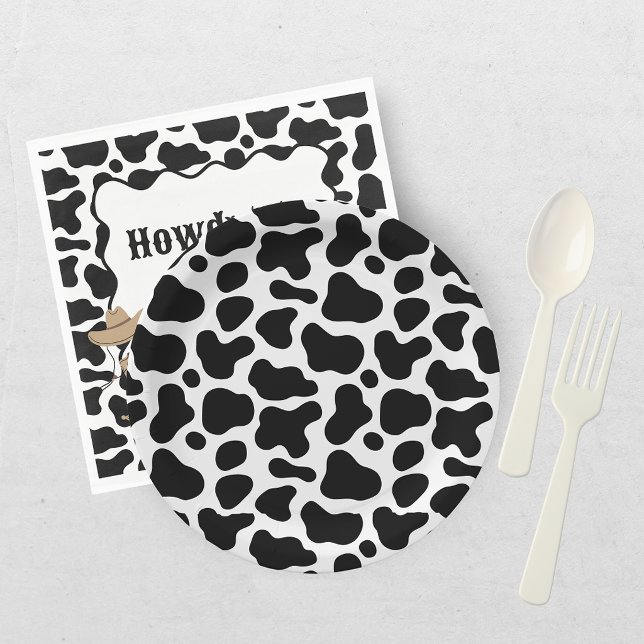 Plato De Papel Fiesta de Bebé de Estampado de Vaca Negro Blanco (Subido por el creador)